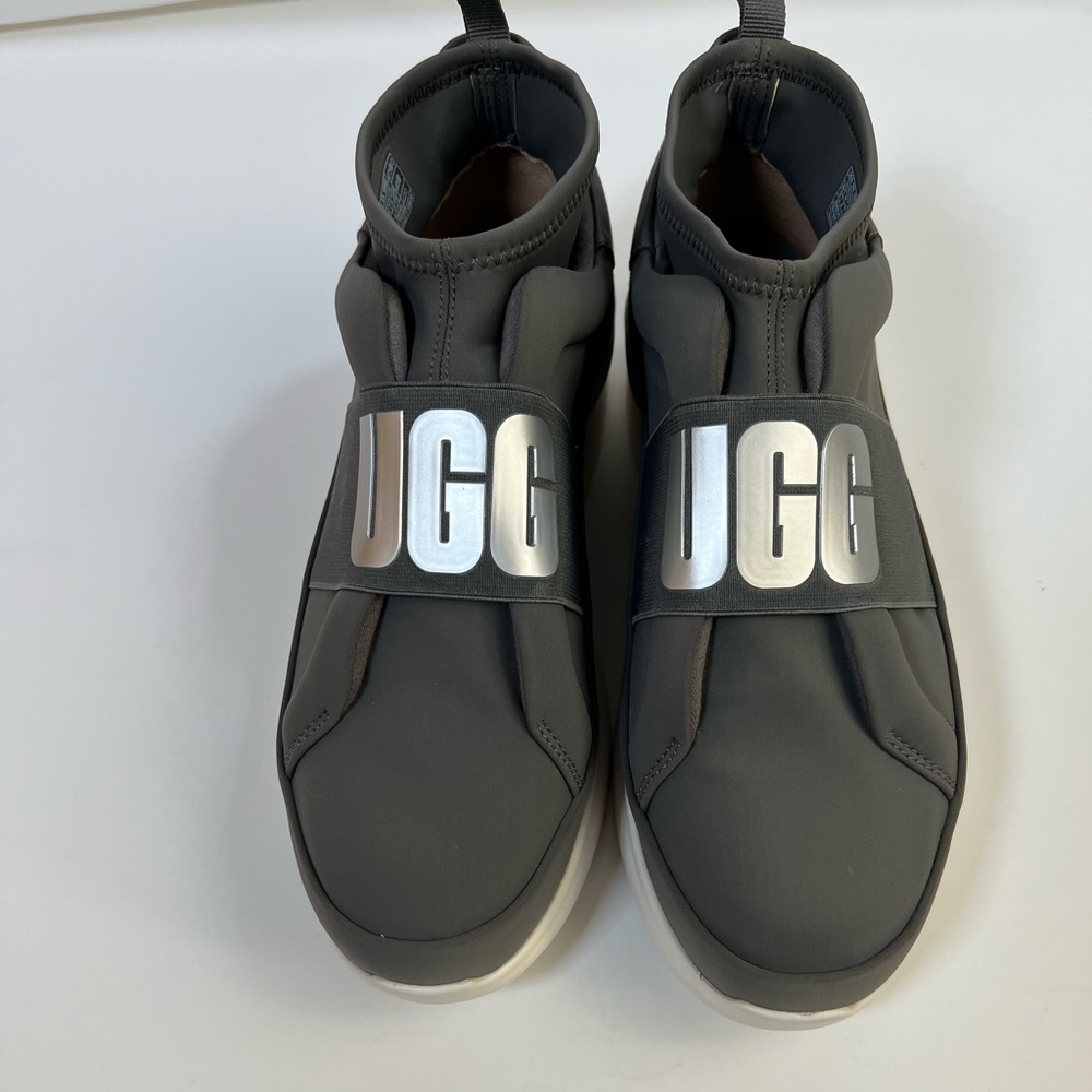 UGG Neutra Logo Elastic Slip-On Sneakers Gray/White Women’s Size 10 - Picture 4 of 16
